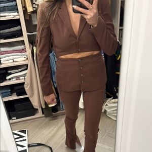 Zara Brown Flare Pants with Boot Cut Design